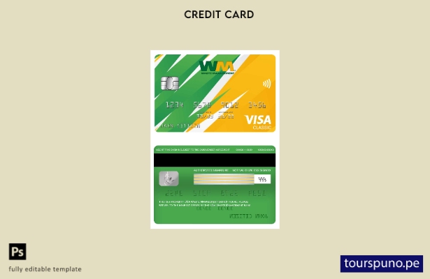 lista para imprimir plantilla de tarjeta clásica de visa bancaria de USA Waste M